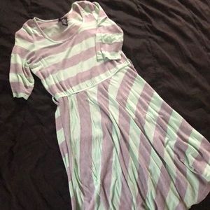Mint green/grey striped dress